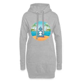 Delphin-Karikatur-Yoga-Strand-Sommer-Illustration - Hoodie-Kleid - Grau meliert - Vorne