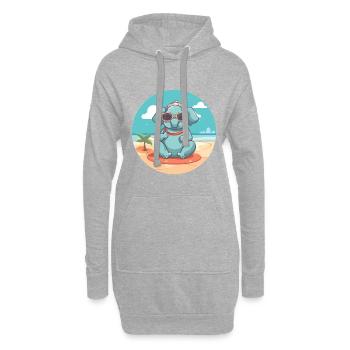 Elefantenkarikatur Yoga Strand Sommer Illustration - Hoodie-Kleid - Grau meliert - Vorne