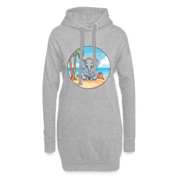 Elefantenkarikatur Yoga Strand Sommer Illustration - Hoodie-Kleid - Grau meliert - Vorne