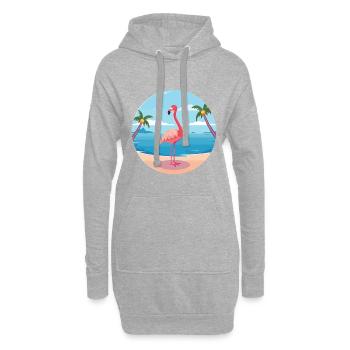 Flamingo-Karikatur-Yoga-Strand-Sommer-Illustration - Hoodie-Kleid - Grau meliert - Vorne