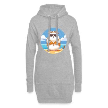Hamster-Karikatur-Yoga-Strand-Sommer-Illustration - Hoodie-Kleid - Grau meliert - Vorne