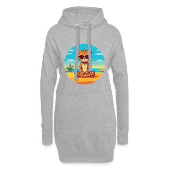 Leopardenkarikatur Yoga Strand Sommer Illustration - Hoodie-Kleid - Grau meliert - Vorne