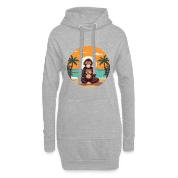 Affenkarikatur Yoga Strand Sommer Illustration - Hoodie-Kleid - Grau meliert - Vorne