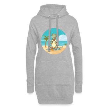 Leguan-Karikatur-Yoga-Strand-Sommer-Illustration - Hoodie-Kleid - Grau meliert - Vorne