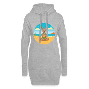 Kangourou Cartoon Yoga Beach Illustration d’été - Sweat-shirt à capuche long Femme - gris chiné - Devant