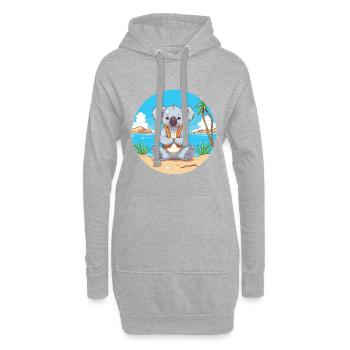Koala-Karikatur-Yoga-Strand-Sommer-Illustration - Hoodie-Kleid - Grau meliert - Vorne