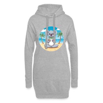 Koala-Karikatur-Yoga-Strand-Sommer-Illustration - Hoodie-Kleid - Grau meliert - Vorne