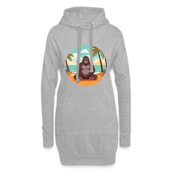 Gorilla-Karikatur-Yoga-Strand-Sommer-Illustration - Hoodie-Kleid - Grau meliert - Vorne