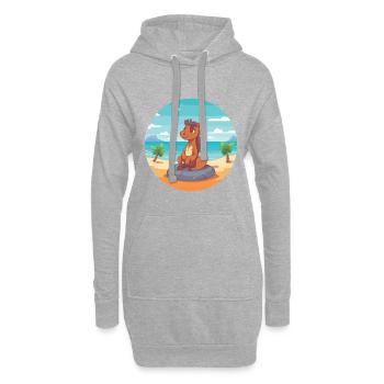 Pferdekarikatur Yoga Strand Sommer Illustration - Hoodie-Kleid - Grau meliert - Vorne