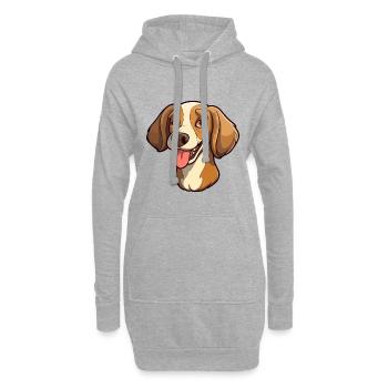 Aidi race de chien dessin animé kawaii illustration - Sweat-shirt à capuche long Femme - gris chiné - Devant