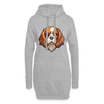 Cavalier King Charles Épagneul chien race Cartoon Ka - Sweat-shirt à capuche long Femme - gris chiné - Devant