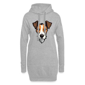 Chien Fox Terrier chilien race de chien Cartoon Kawaii Illus - Sweat-shirt à capuche long Femme - gris chiné - Devant