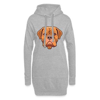 Dogue De Bordeaux race de chien Cartoon Kawaii Illustr - Sweat-shirt à capuche long Femme - gris chiné - Devant