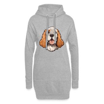 Clumber Spaniel Hund Rasse Cartoon Kawaii Illustrat - Hoodie-Kleid - Grau meliert - Vorne