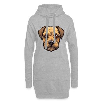 Border Terrier Race de chien Cartoon Kawaii Illustrati - Sweat-shirt à capuche long Femme - gris chiné - Devant