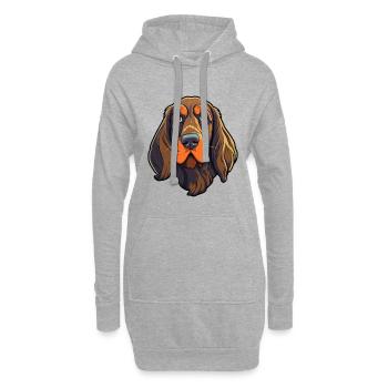 Frison chien d’arrêt race Cartoon Kawaii Illustra - Sweat-shirt à capuche long Femme - gris chiné - Devant