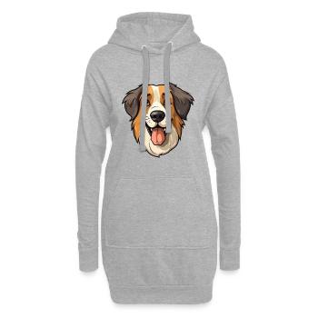 Georgischer Schäferhund Rasse Karikatur Kawaii Illustr - Hoodie-Kleid - Grau meliert - Vorne