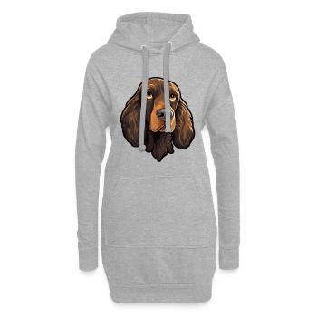 Field Spaniel Hunderasse Cartoon Kawaii Illustration - Hoodie-Kleid - Grau meliert - Vorne