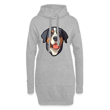 Grand Bouvier Suisse Race Cartoon Kawaii Il - Sweat-shirt à capuche long Femme - gris chiné - Devant