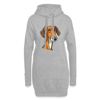 Galgo Español Race de chien Dessin animé Kawaii Illustratio - Sweat-shirt à capuche long Femme - gris chiné - Devant