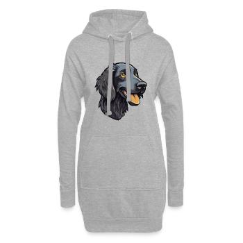 Retriever à poil plat race de chien dessin animé Kawaii Ill - Sweat-shirt à capuche long Femme - gris chiné - Devant