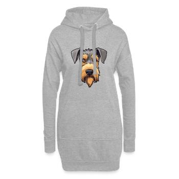 Chien de chasse allemand Terrier race de chien Cartoon Kawaii Il - Sweat-shirt à capuche long Femme - gris chiné - Devant