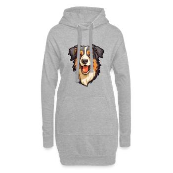 Berger anglais chien race Cartoon Kawaii Illustra - Sweat-shirt à capuche long Femme - gris chiné - Devant