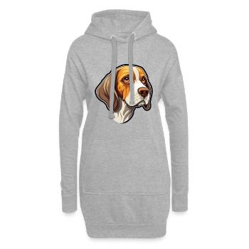 Pointer Dog Breed Cartoon Kawaii Illustration - Hoodie Dress - heather grey - Front