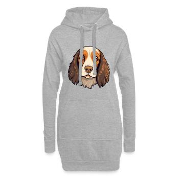Pont Audemer Épagneul Chien Race Cartoon Kawaii Illu - Sweat-shirt à capuche long Femme - gris chiné - Devant