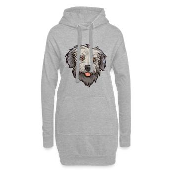Berger des Pyrénées race chien Cartoon Kawaii Illustr - Sweat-shirt à capuche long Femme - gris chiné - Devant