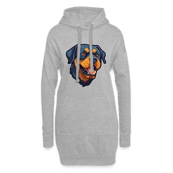 Rottweiler chien race dessin animé kawaii illustration - Sweat-shirt à capuche long Femme - gris chiné - Devant