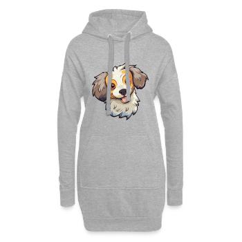 Russische Spielzeughunderasse Cartoon Kawaii Illustration - Hoodie-Kleid - Grau meliert - Vorne
