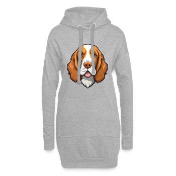 Welsh Springer Épagneul chien race Cartoon Kawaii Il - Sweat-shirt à capuche long Femme - gris chiné - Devant