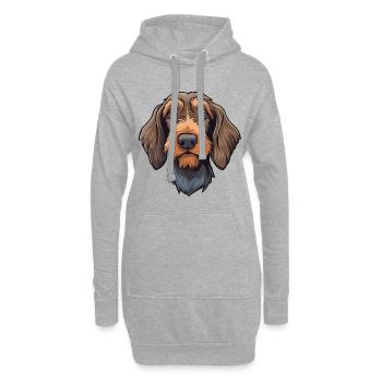 Drahthaardackel Hunderasse Karikatur Kawaii Illu - Hoodie-Kleid - Grau meliert - Vorne