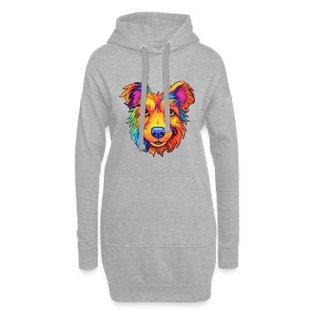 Australian Terrier Hunderasse Cartoon Kawaii Illust - Hoodie-Kleid - Grau meliert - Vorne