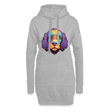 Ariegeois race de chien dessin animé kawaii illustration - Sweat-shirt à capuche long Femme - gris chiné - Devant