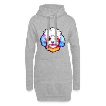 Bichon Frise chien race Cartoon Kawaii Illustration - Sweat-shirt à capuche long Femme - gris chiné - Devant