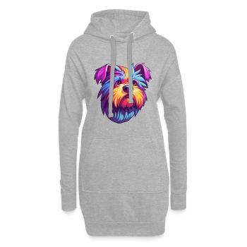 Biewer Terrier Race de chien Cartoon Kawaii Illustrati - Sweat-shirt à capuche long Femme - gris chiné - Devant