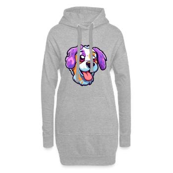Billy chien race dessin animé Kawaii Illustration - Sweat-shirt à capuche long Femme - gris chiné - Devant