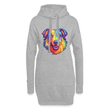 Collie chien race dessin animé Kawaii Illustration - Sweat-shirt à capuche long Femme - gris chiné - Devant