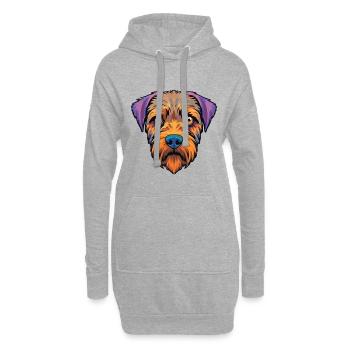 Border Terrier Race de chien Cartoon Kawaii Illustrati - Sweat-shirt à capuche long Femme - gris chiné - Devant
