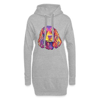 Boykin Épagneul Chien Race Cartoon Kawaii Illustrati - Sweat-shirt à capuche long Femme - gris chiné - Devant