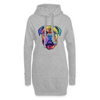 Bullmastiff chien race dessin animé Kawaii Illustration - Sweat-shirt à capuche long Femme - gris chiné - Devant
