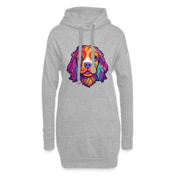 Cavalier Hunderasse Cartoon Kawaii Illustration - Hoodie-Kleid - Grau meliert - Vorne