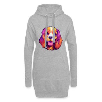 Cavalier King Charles Épagneul chien race Cartoon Ka - Sweat-shirt à capuche long Femme - gris chiné - Devant