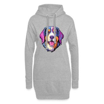 Bernese Mountain Dog Breed Cartoon Kawaii Illustra - Hoodie Dress - heather grey - Front