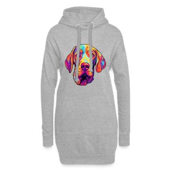 Burgos Pointer Chien Race Cartoon Kawaii Illustrati - Sweat-shirt à capuche long Femme - gris chiné - Devant
