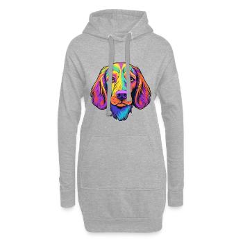 Chien Français Dog Breed Cartoon Kawaii Illustrati - Sweat-shirt à capuche long Femme - gris chiné - Devant