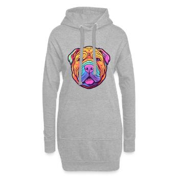 Chinesische Shar Pei Hunderasse Cartoon Kawaii Illustra - Hoodie-Kleid - Grau meliert - Vorne