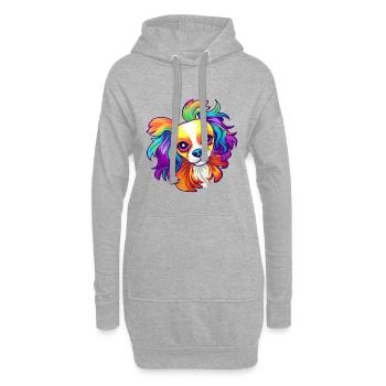 Continental Toy Spaniel Chien Race Cartoon Kawaii I - Sweat-shirt à capuche long Femme - gris chiné - Devant